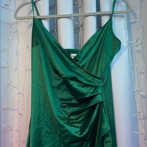 Emerald Sundae Deep Emerald Satin Strapless Slip Dress